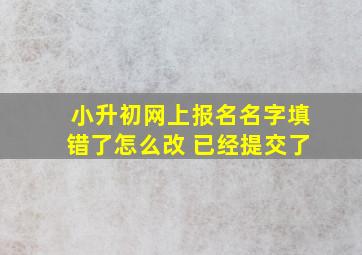 小升初网上报名名字填错了怎么改 已经提交了